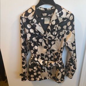 Jou Jou Black and Cream Polka Dot Trench Coat